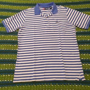 Chaps Men's Polo Blue and White Stripes